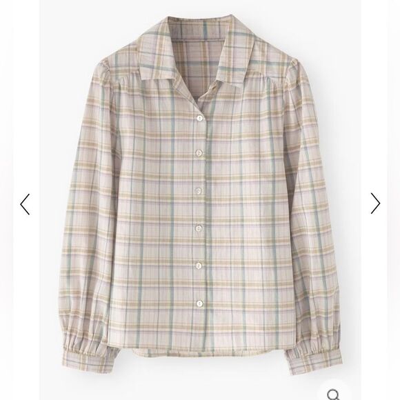 Wrap London Plaid long sleeve Button-Up relaxed fit Shirt- EUC- size4 - Picture 1 of 16